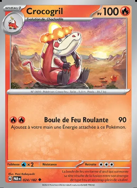 Crocogril, carte Pokémon PAR 024 — extension Faille Paradoxe