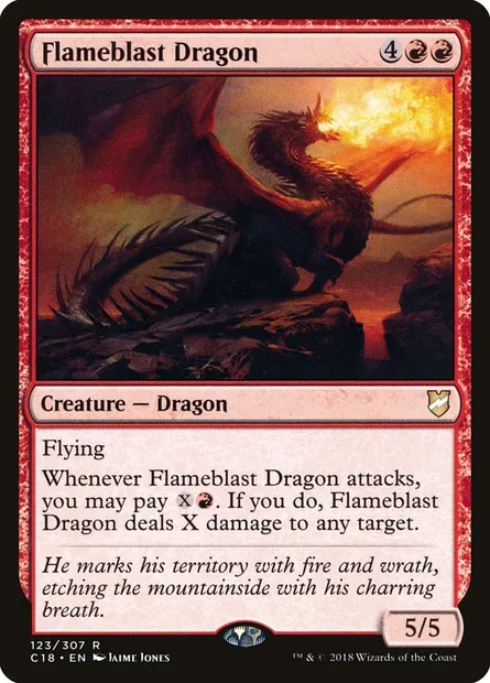 Flameblast Dragon, Magic card C18 123 — Commander 2018 set