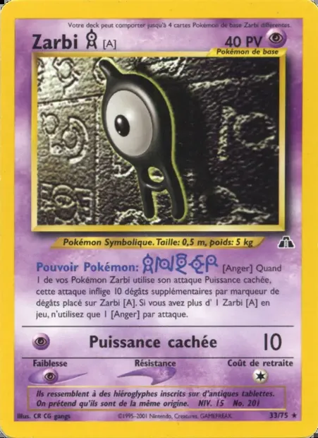 Zarbi A, carte Pokémon ND 33 — extension Neo Discovery