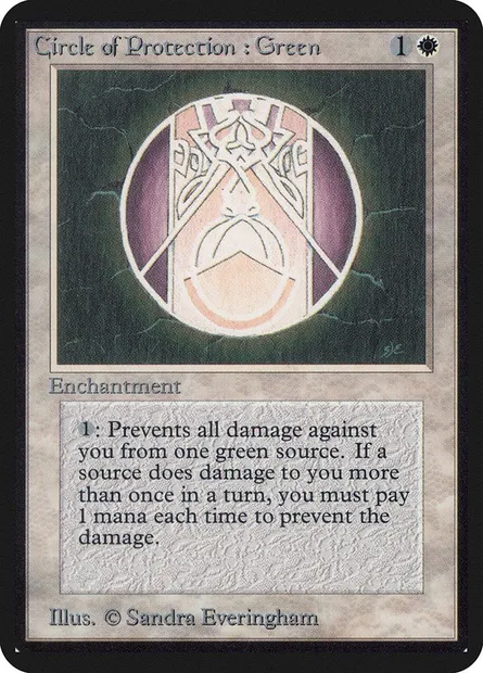 Cercle de protection : vert, carte Magic LEA 11 — extension Limited Edition Alpha