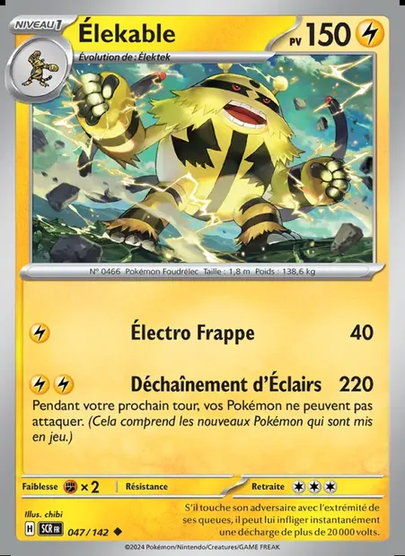 Élekable, carte Pokémon SCR 047 — extension Couronne Stellaire