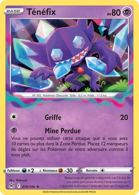 Ténéfix, carte Pokémon LOR 070 — extension Origine Perdue