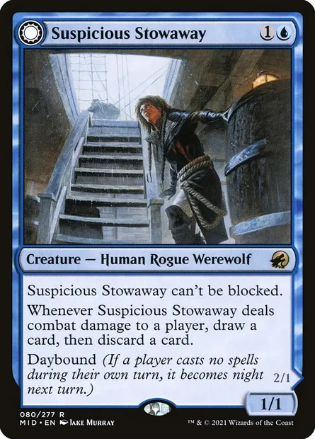Suspicious Stowaway // Seafaring Werewolf, Magic card MID 80 — Innistrad: Midnight Hunt set