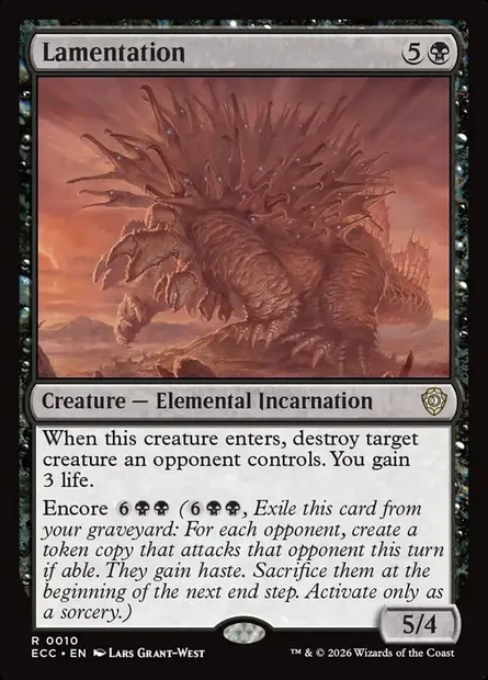 Lamentation, Magic card ECC 10 — Lorwyn Eclipsed Commander set