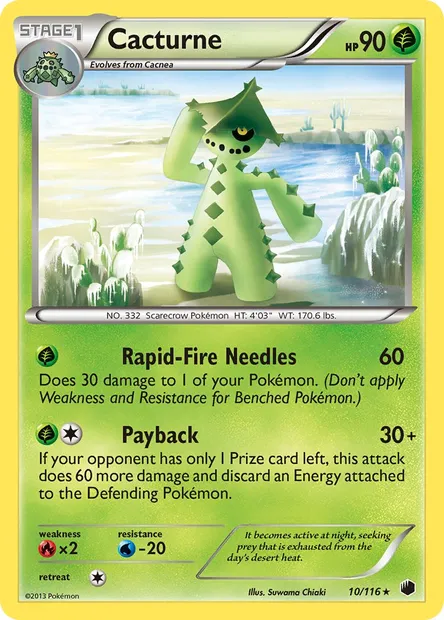 Cacturne, Pokémon card PLF 10 — Plasma Freeze set