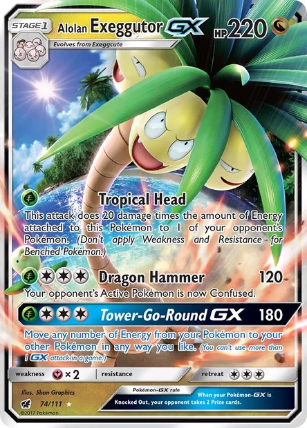 Alolan Exeggutor GX, Pokémon card CIN 74 — Crimson Invasion set