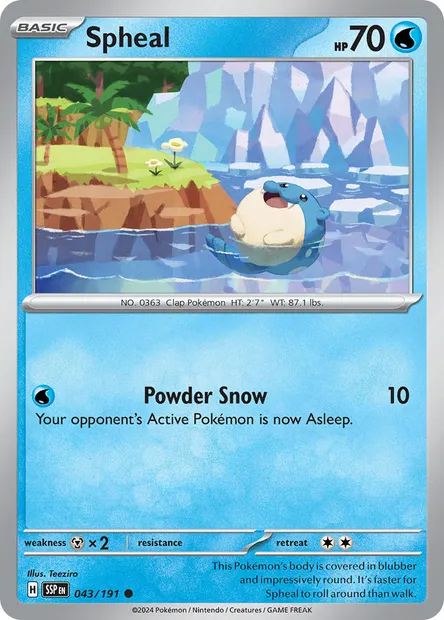 Spheal, Pokémon card SSP 043 — Surging Sparks set