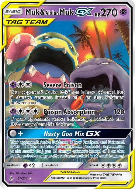 Muk & Alolan Muk GX, Pokémon card UNB 61 — Unbroken Bonds set