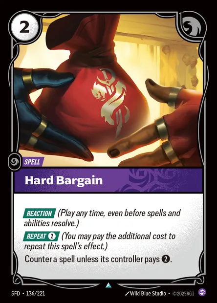 Hard Bargain, carte Riftbound SFD 136 — extension Spiritforged