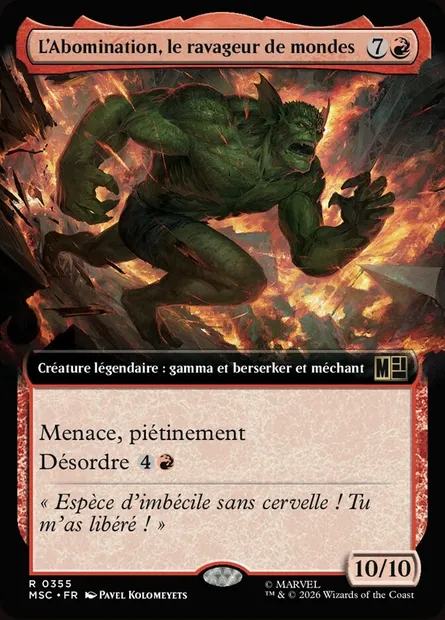 L'Abomination, le ravageur de mondes, carte Magic MSC 355 — extension Marvel Super Heroes Commander