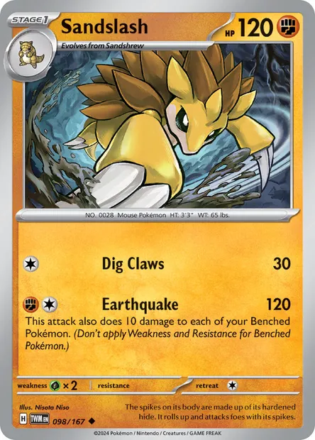 Sandslash, Pokémon card TWM 098 — Twilight Masquerade set