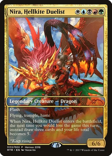 Nira, Hellkite Duelist, Magic card PHTR 3 — 2016 Heroes of the Realm set