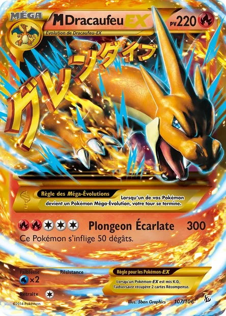 M-Dracaufeu EX, carte Pokémon FLF 107 — extension Étincelles