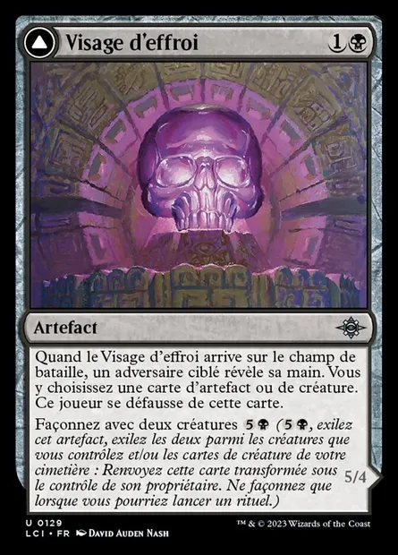 Visage d'effroi // Osséosaure d'effroi, carte Magic LCI 129 — extension The Lost Caverns of Ixalan