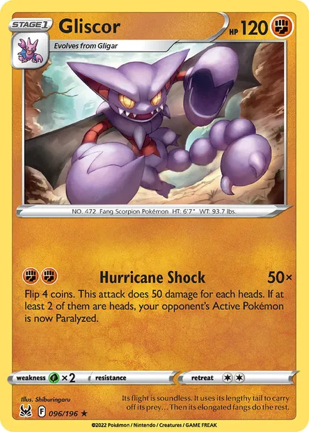 Gliscor, Pokémon card LOR 096 — Lost Origin set