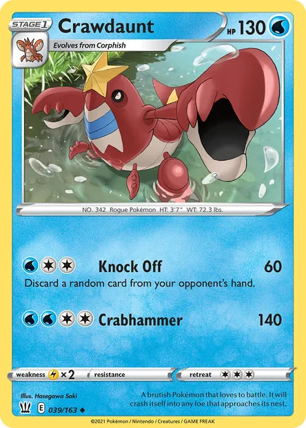 Crawdaunt, Pokémon card BST 39 — Battle Styles set