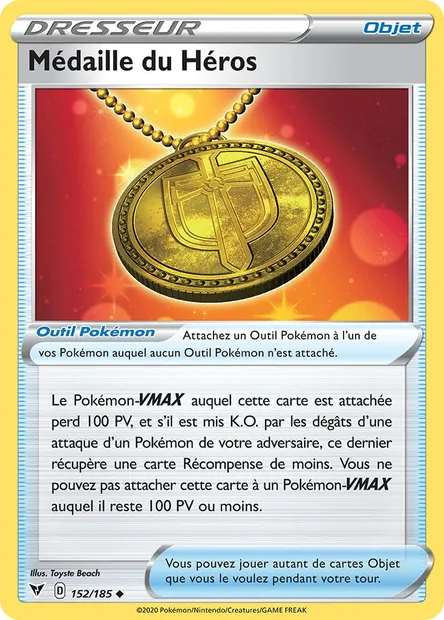 Médaille du Héros, carte Pokémon VIV 152 — extension Voltage Éclatant