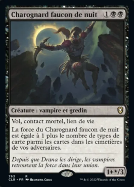 Charognard faucon de nuit, carte Magic CLB 763 — extension Commander Légendes : la bataille de la Porte de Baldur