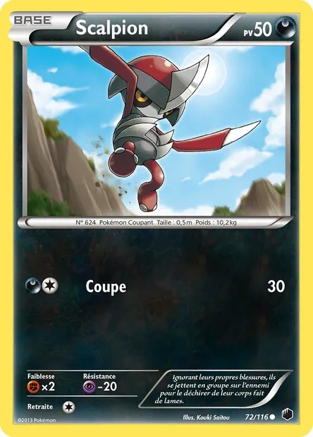 Scalpion, carte Pokémon PLF 72 — extension Glaciation Plasma
