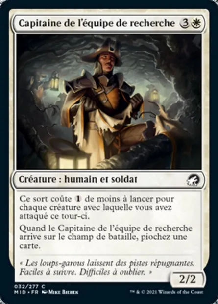 Capitaine de l'équipe de recherche, carte Magic MID 32 — extension Innistrad : chasse de minuit
