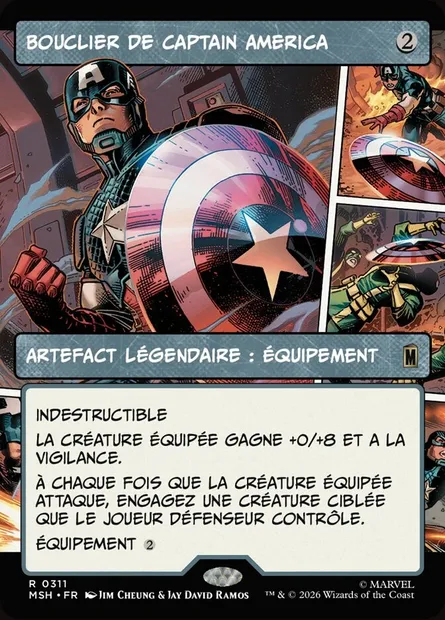 Bouclier de Captain America, carte Magic MSH 311 — extension Marvel Super Heroes
