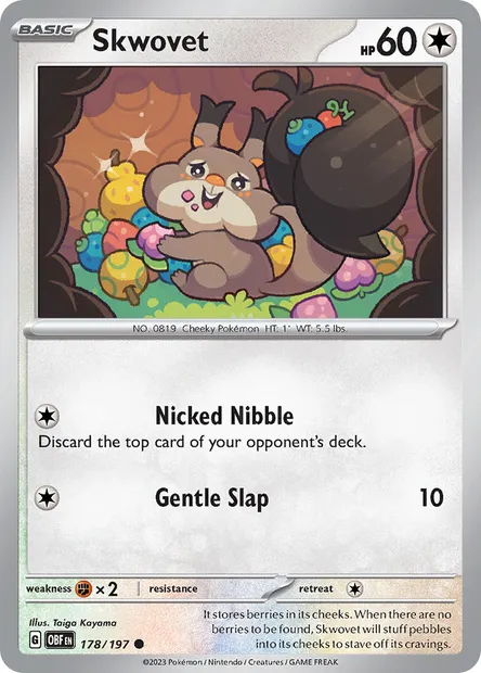 Skwovet, Pokémon card OBF 178 — Obsidian Flames set