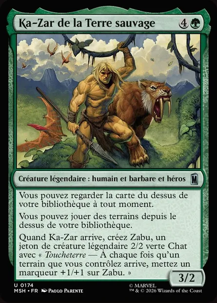 Ka-Zar de la Terre sauvage, carte Magic MSH 174 — extension Marvel Super Heroes