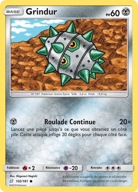 Grindur, carte Pokémon TEU 102 — extension Duo de Choc