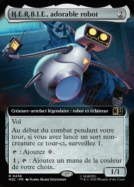 H.E.R.B.I.E., adorable robot, carte Magic MSC 436 — extension Marvel Super Heroes Commander