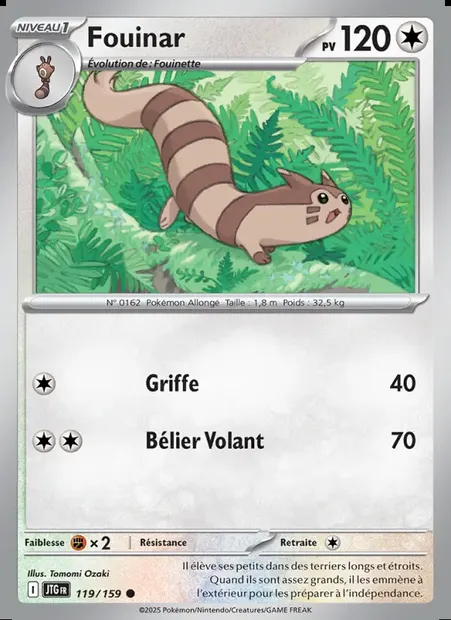 Fouinar, carte Pokémon JTG 119 — extension Aventures Ensemble