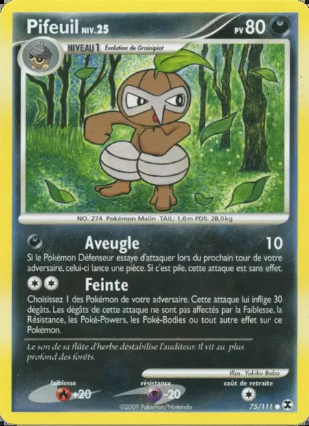 Pifeuil Niv. 25, carte Pokémon RR 75 — extension Rivaux Émergeants