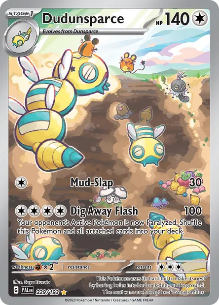 Dudunsparce, Pokémon card PAL 229 — Paldea Evolved set
