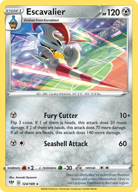 Escavalier, Pokémon card DAA 124 — Darkness Ablaze set