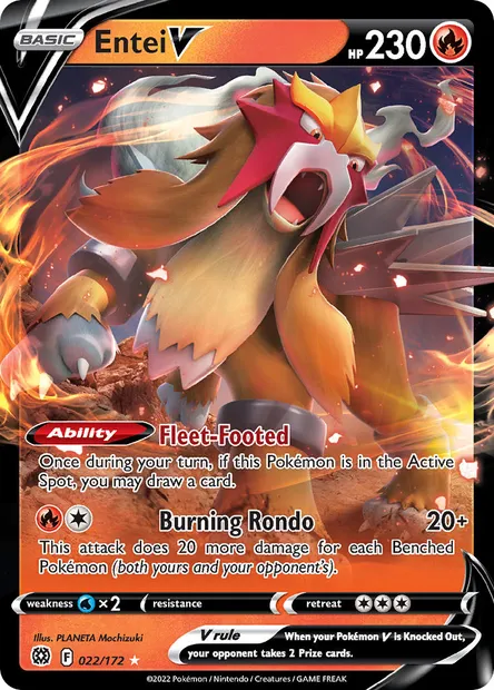 Entei V, Pokémon card BRS 022 — Brilliant Stars set