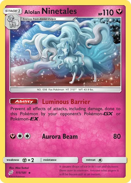 Alolan Ninetales, Pokémon card TEU 111 — Team Up set