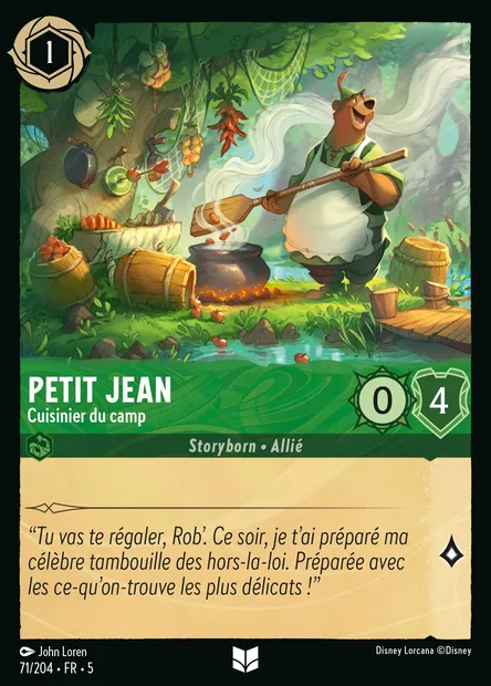 Petit Jean - Cuisinier du camp, carte Disney Lorcana CH5-071 — extension Ciel Scintillant