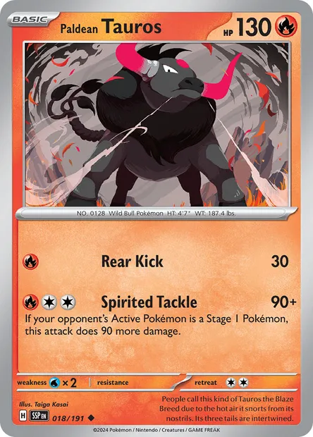 Paldean Tauros, Pokémon card SSP 018 — Surging Sparks set