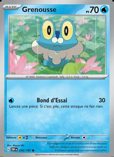 Grenousse, carte Pokémon OBF 056 — extension Flammes Obsidiennes