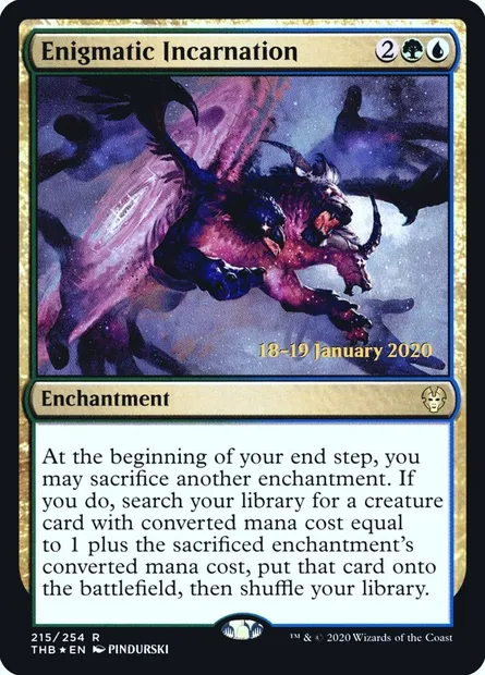 Incarnation énigmatique, carte Magic PTHB 215s — extension Theros Beyond Death Promos