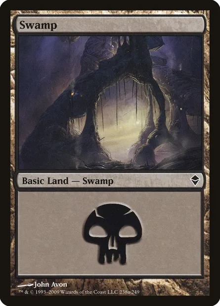 Swamp, Magic card ZEN 238a — Zendikar set