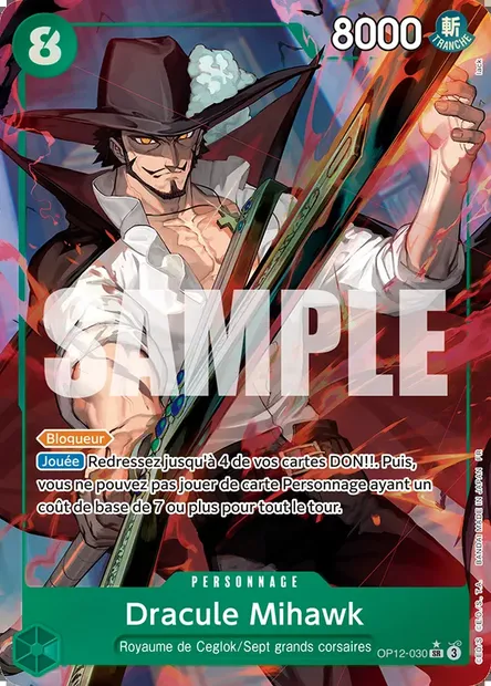 Dracule Mihawk, carte One Piece OP12-030 — extension L'HÉRITAGE DU MAÎTRE