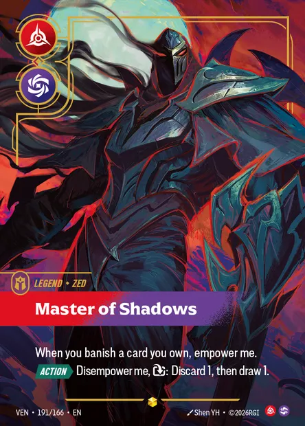 Master of Shadows, carte Riftbound VEN 191 — extension Vendetta