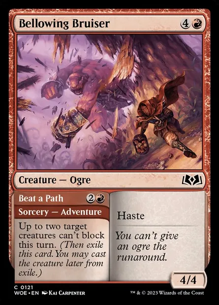Bellowing Bruiser // Beat a Path, Magic card WOE 121 — Wilds of Eldraine set