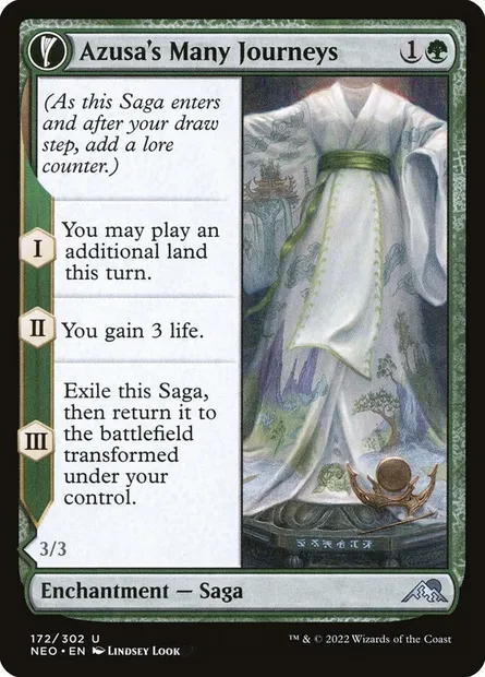 Azusa's Many Journeys // Likeness of the Seeker, Magic card NEO 172 — Kamigawa: Neon Dynasty set