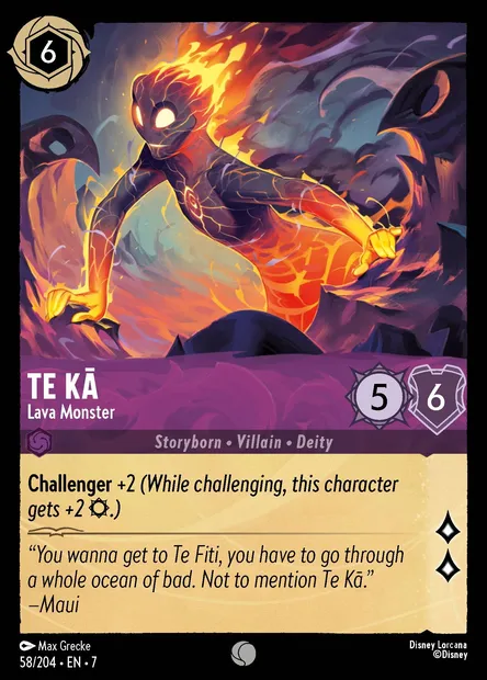 Te Kā - Lava Monster, Disney Lorcana card CH7-058 — Archazia's Island set