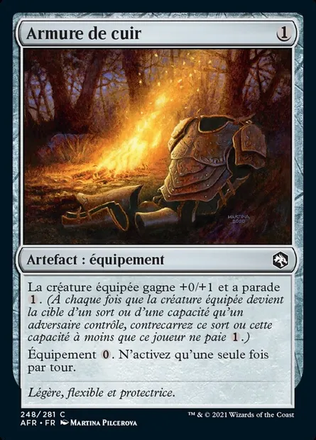 Armure de cuir, carte Magic AFR 248 — extension Forgotten Realms: Aventures dans les Royaumes Oubliés