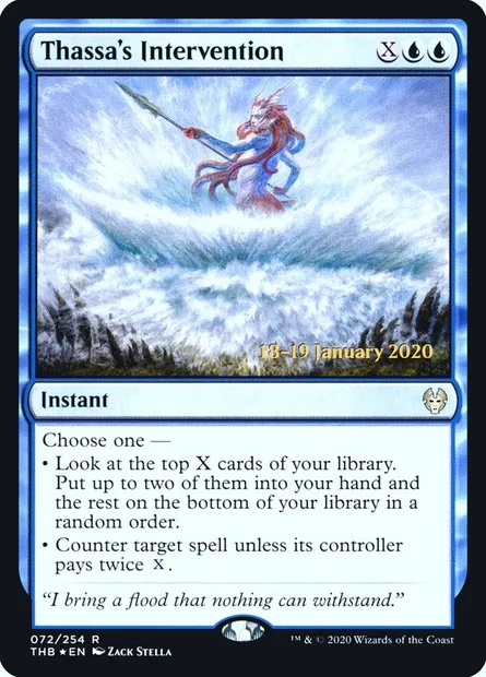 Intervention de Thassa, carte Magic PTHB 72s — extension Theros Beyond Death Promos
