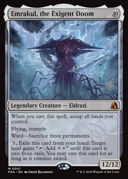 Emrakul, la Fatalité exigente, carte Magic PFRA 1p — extension Reality Fracture Promos