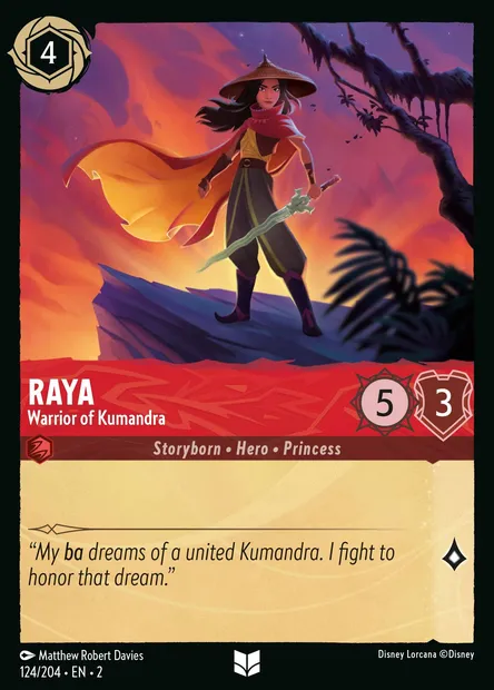 Raya - Warrior of Kumandra, Disney Lorcana card CH2-124 — Rise of the Floodborn set