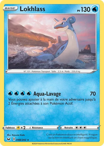 Lokhlass, carte Pokémon SSH 48 — extension Épée et Bouclier